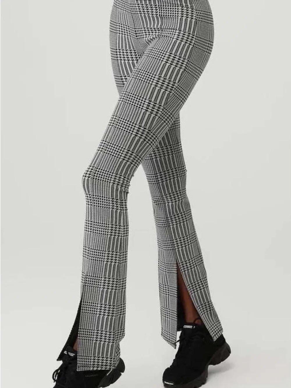 ALO JACQUARD HIGH-WAIST GLENPLAID FLUTTER LEGGING $138 NO Tag Flare Bell Leg XS